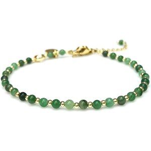 Tiny Beads Natural African Aventurine Gemstone Adjustable Bracelet for Women, Da